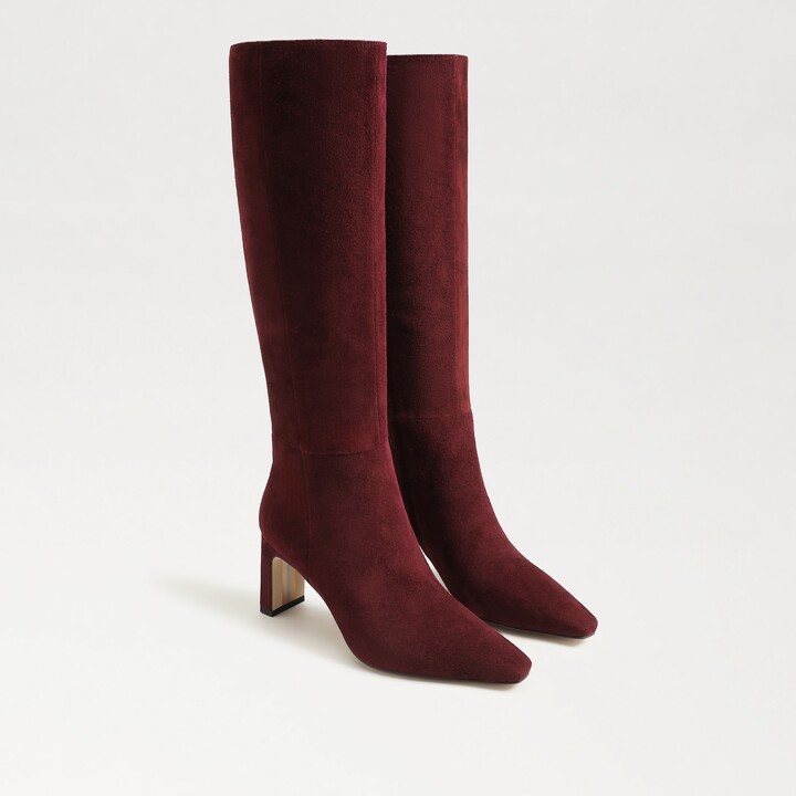 Burgundy Leather Knee High Boots ShopStyle UK