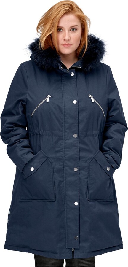 Ellos Women's Side-Snap Zip-Front Parka