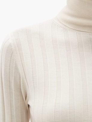 Allude Roll-neck Wide-rib Wool Sweater - Cream