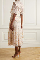 Thumbnail for your product : Needle & Thread Reverie Rose Ruffled Embroidered Tulle Midi Dress - Gold