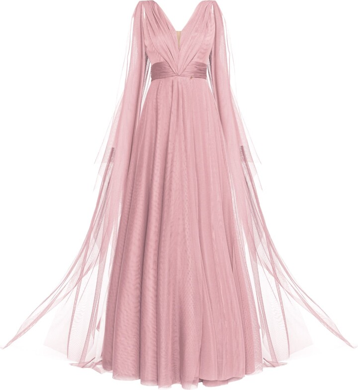 Angelika Jozefczyk Neutrals / Pink Tulle Evening Gown Dusty Pink