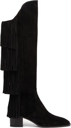 Christian Louboutin Lion 55 Fringed Suede Knee-high Boots