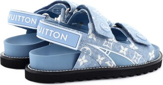 LOUIS VUITTON Monogram Denim Paseo Flat Comfort Sandals 39 Navy Blue  1291184