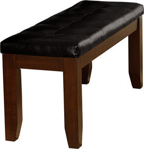 Red Barrel Studio 20.21 In. Height Dark Oak Finish Wooden Bench With Faux Leather Seat For Dining 34.5 Lb Package Weight