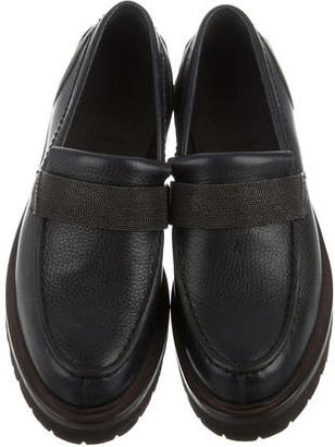 Brunello Cucinelli Monili Leather Loafers