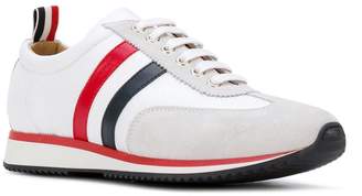 Thom Browne Running Shoe With Red, White And Blue Stripe In Cotton Blend Tech