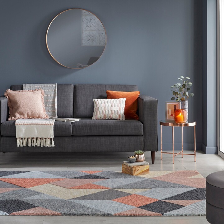 Dunelm Icon Geometric Rug Orange/Grey/White ShopStyle