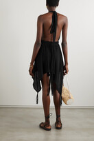 Thumbnail for your product : CARAVANA + Net Sustain Chuj Leather-trimmed Cotton-gauze Mini Dress - Black