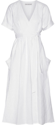 Mara Hoffman Organic Linen Wrap Midi Dress - White