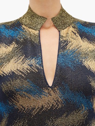 Missoni High-neck Metallic Jacquard-knit Dress - Navy Gold