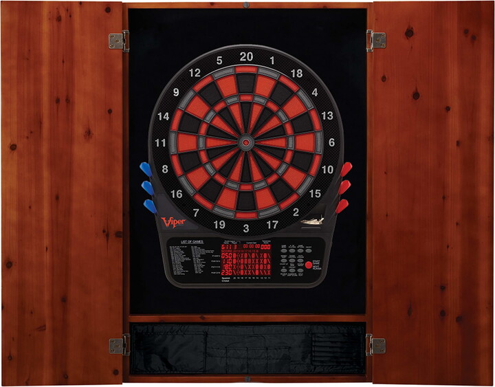 Viper Metropolitan Cinnamon Soft Tip Dartboard Cabinet and Viper 800 Electronic Dartboard