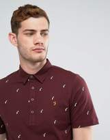 Thumbnail for your product : Farah Foliot Slim Fit Polo With Ditsy Print In Burgundy