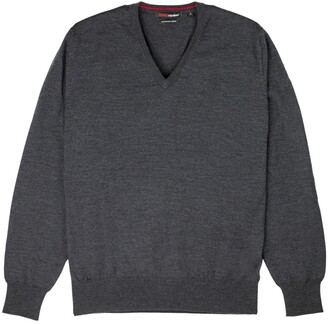 Romeo Merino - Merino Wool V-Neck Sweater - Charcoal