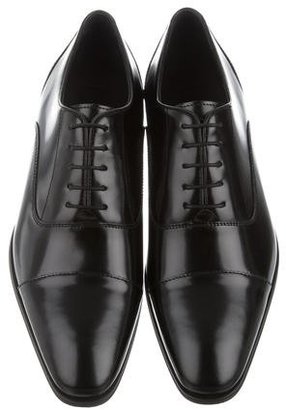 Versace Leather Cap-Toe Oxfords w/ Tags