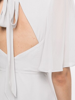 Marchesa Notte Bridal Draped-Sleeve Rear-Cutout Gown