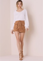 Thumbnail for your product : Missy Empire Tonja White Frill Neck Long Sleeved Blouse