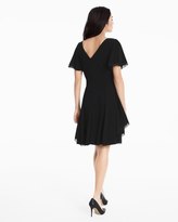 Thumbnail for your product : White House Black Market Black Split-Shoulder Knit Fit-and-Flare Dress