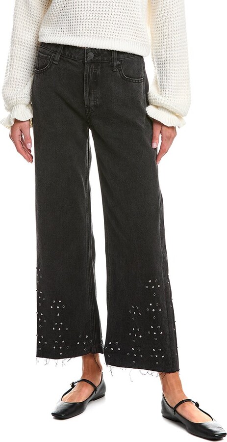 Hudson Rosalie Black Glitter Wide Leg Jean