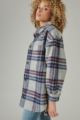 LUCKY Plaid Wool Long Shacket - ShopStyle Plus Size Jackets