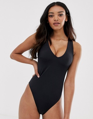 ASOS DESIGN recycled Fuller Bust V Front Cross Back Swimsuit - ShopStyle