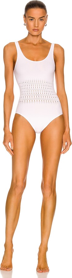 Alaia Corset Seamless One Piece Swimsuit in White