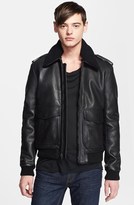 Thumbnail for your product : BLK DNM Leather Flight Jacket with Detachable Genuine Shearling Collar