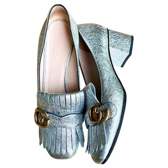 Gucci Marmont Silver Glitter Heels