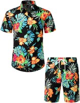 Thumbnail for your product : JOGAL Men's Casual Floral Pattern Short Sleeve Hawaiian Shirt