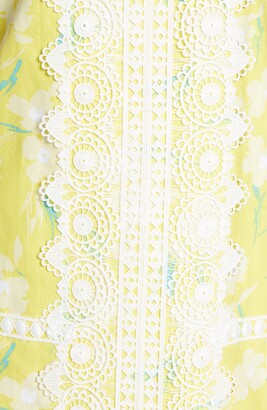 Eliza J Sleeveless Lace Trim Floral Shift Dress