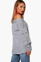 Thumbnail for your product : boohoo Womens Nia Woven Stripe Off The Shoulder Top
