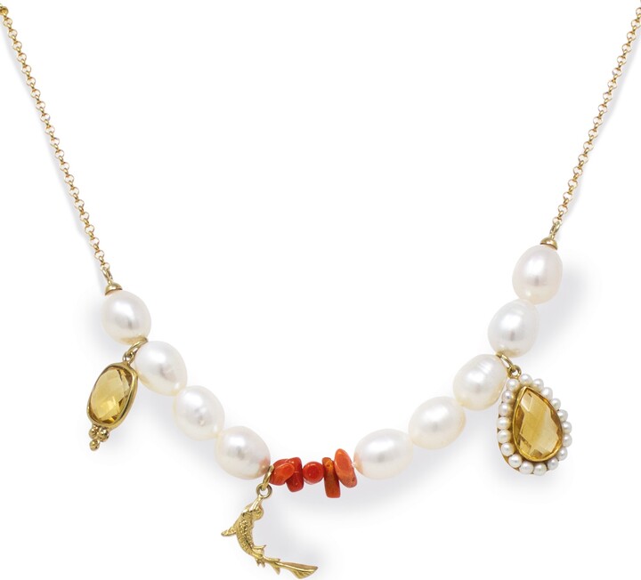 Vintouch Italy Gold / Yellow / Red Goldfish Lucky Charm Necklace