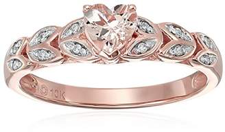 10k Rose Gold Morganite and Diamond Accented Heart Engagement Ring