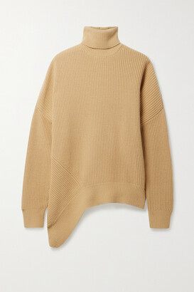 Michael Kors Collection - Asymmetric Ribbed Cashmere Turtleneck Sweater - Neutrals