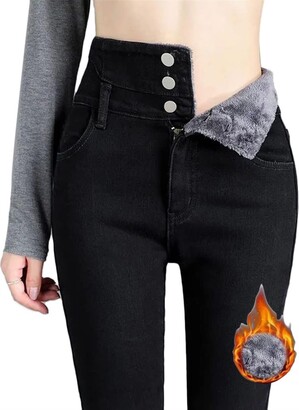 Jieroans Women's Winter Jeans Fleece Lined Warm Denim Jeggings