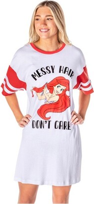 Intimo Disney Womens' The Little Mermaid Ariel Nightgown Pajama Shirt Dress (Medium) White