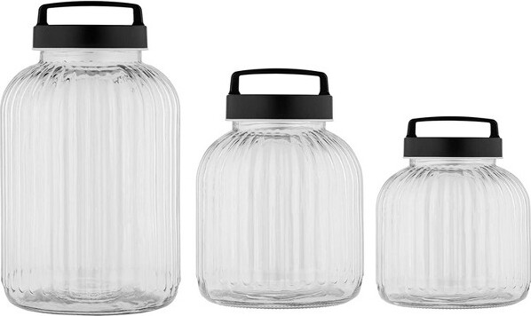 Le'raze Set Of 5 Square Glass Kitchen Canisters With Airtight Bamboo Lid :  Target