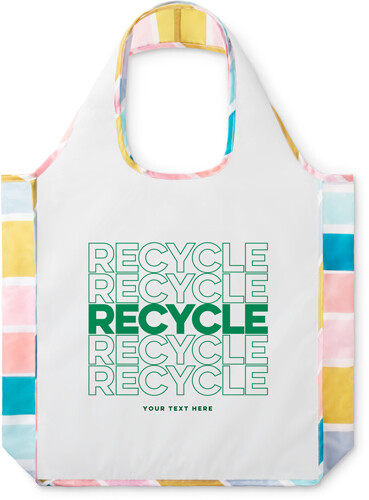 Shutterfly Reusable Shopping Bags: Recycle Repeat, Stripe, Green, emerald