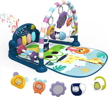 dearlomum 28'' L Baby Play Mat Baby Gym,Funny Play Piano Tummy Time Baby Activity Mat with 5 Sensory Toys