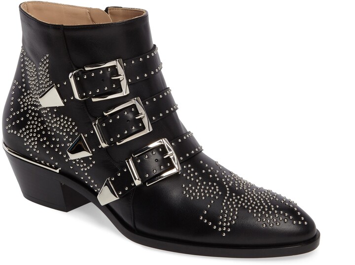 black boots silver studs