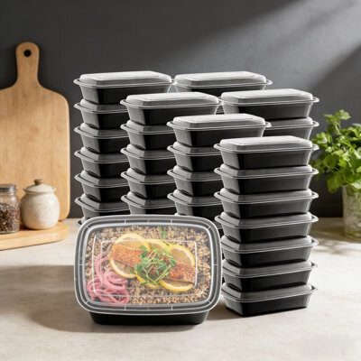 Wrought Studio Reusable Meal Prep Containers With Lids, 50-Pack BPA-Free Plastic Food Storage Containers, Microwave, Dishwasher & Freezer Safe, Leak Proof Single Com