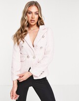 Thumbnail for your product : Parisian double breasted boucle blazer in pink