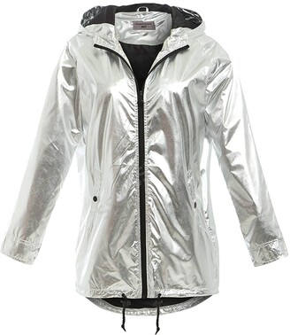 New Womens Hooded Buttoned Raincoat Jacket Kagool Cagoule Rain Mac 8-16 