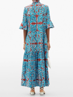 La DoubleJ Artemis Parnaveg-print Cotton-poplin Shirt Dress - Blue Multi