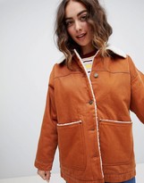 monki borg denim trucker jacket in black