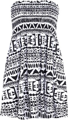 janisramone Womens Ladies New Tropical Floral Leaf Print Sheering Gathered Boobtube Mini Dress Tunic Top