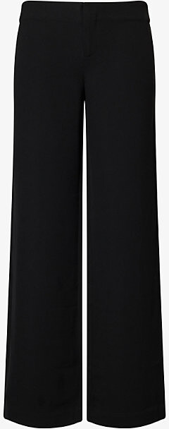 Reformation Womens Pitch Black Vida Low-Rise Woven Trousers 8