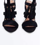Thumbnail for your product : New Look Black Suede Tassel Gladiator Block Heels