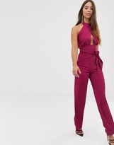 Thumbnail for your product : Love tie front rib trouser in berry