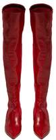 Thumbnail for your product : Fendi Rockoko Leather And Ribbed-knit Boots - Womens - Red