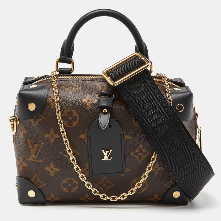 Authentic Louis Vuitton Shoulder Bag Petite Malle Monogram Vernis  StickersM50512